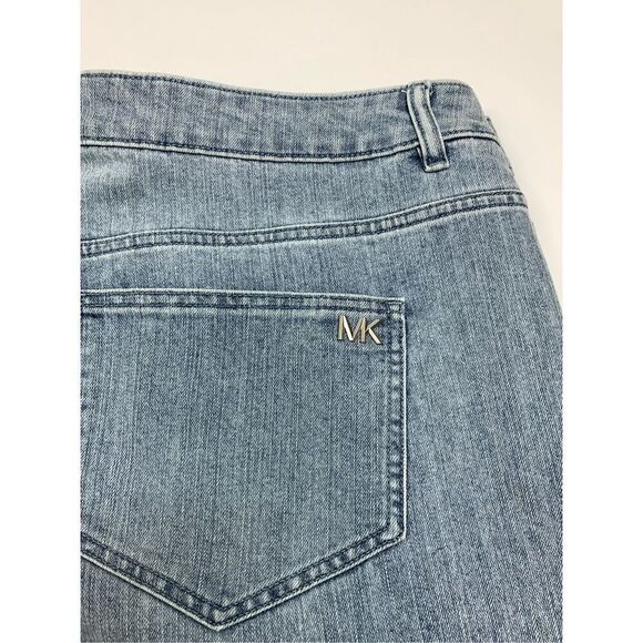 Michael Kors Womens High Rise Frayed Hem Straight Jeans Light Wash Blue Size 20W - Picture 8 of 12